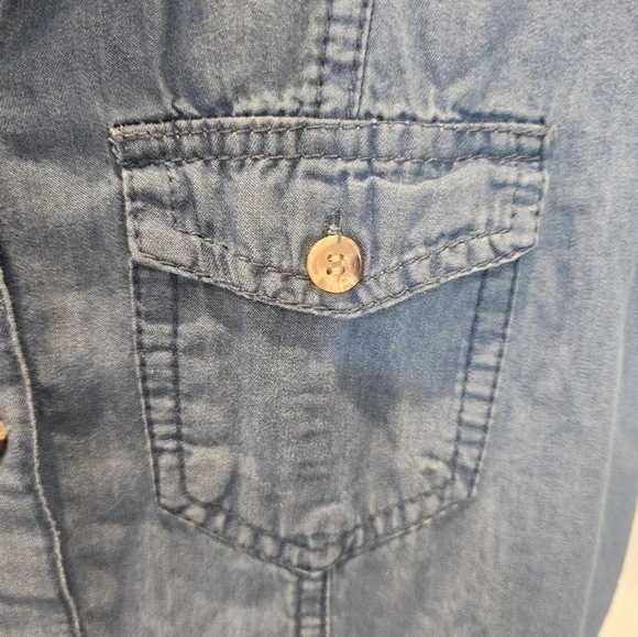 Cotton Denim Button Down Midi Dress - Picture 3 of 11